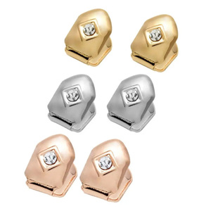 Grillz glacé en or et argent avec diamant bijoux <span class=keywords><strong>de</strong></span> corps Hip Hop à <span class=keywords><strong>dent</strong></span> unique pour hommes et femmes grand rappeur Halloween <span class=keywords><strong>Vampire</strong></span> cadeau - Product Image 4