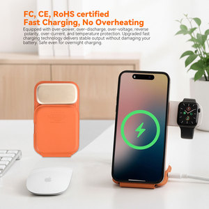 Cargador Inalámbrico Plegable de Cuero 3 en 1, Tamaño de Palma de la Mano, Compatible <span class=keywords><strong>con</strong></span> <span class=keywords><strong>iPhone</strong></span> 17, Apple Watch, <span class=keywords><strong>AirPods</strong></span>, Venta al Por Mayor - Product Image 5