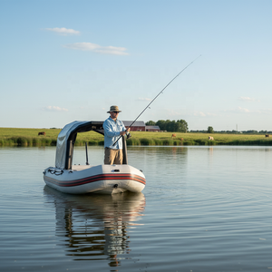 Bateau de pêche gonflable durable de grande taille avec auvent pare-soleil en PVC, bateau de yacht personnalisable, porte-<span class=keywords><strong>canne</strong></span> à pêche, capacité de 100 à 500 kg - Product Image 5