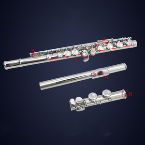 Boa Qualidade C Tone Buraco Fechado Niquelado 16 Furos Left Handed Flauta WoodWind Instrumento - Product Image 2