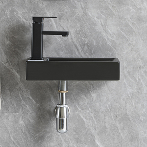 Nouvel Arrivage Lavabo Mural Rectangulaire en Céramique Noir pour Salle de Bain - Product Image 5