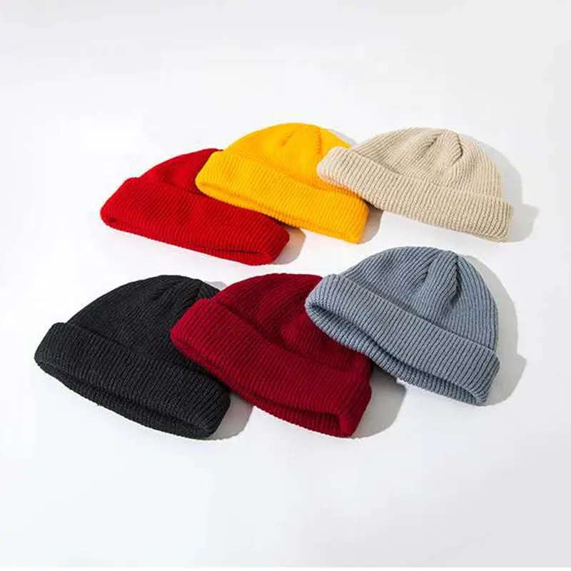 China Manufacturer Blank Plain Design Custom Logo Men Winter knitted Hat Beanie