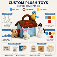Peluches personnalisées OEM en gros, jouet en peluche, sac de transport pour animaux en peluche avec poignée, ensemble de jouets pour enfants et animaux en peluche, cadeau pour enfant