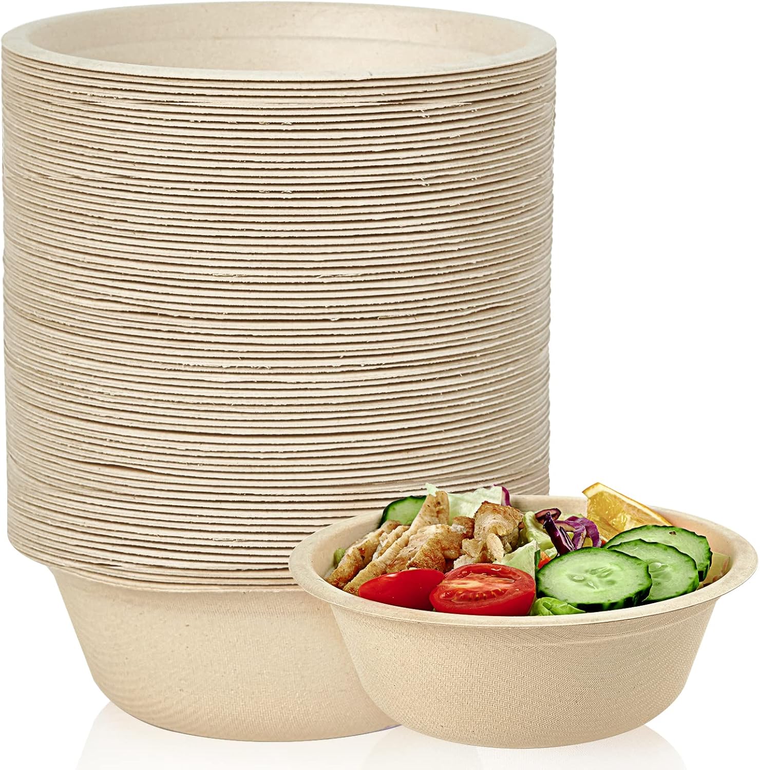 Eco-Friendly Disposable Paper Bowls Biodegradable Waterproof Made Natural Bagasse Sugarcane Salad Wheat Flakes for Soup Salad