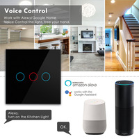 Interrupteur d'éclairage mural intelligent Tuya Eu Wifi, interrupteur d'éclairage mural intelligent, interrupteurs d'éclairage Wifi intelligents 220v avec Alexa de travail, norme européenne