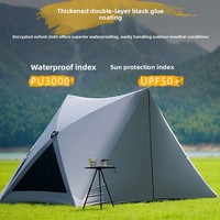 Tente de camping triangulaire noire enduite Oxford 2000-3000mm, imperméable, installation instantanée, anti-moustiques, abri extérieur quatre saisons