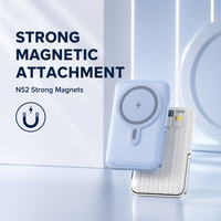 Chargeur sans fil magnétique portable 15W avec 4 câbles intégrés et support, batterie externe 10000mAh PD 22.5W à charge rapide Type-C