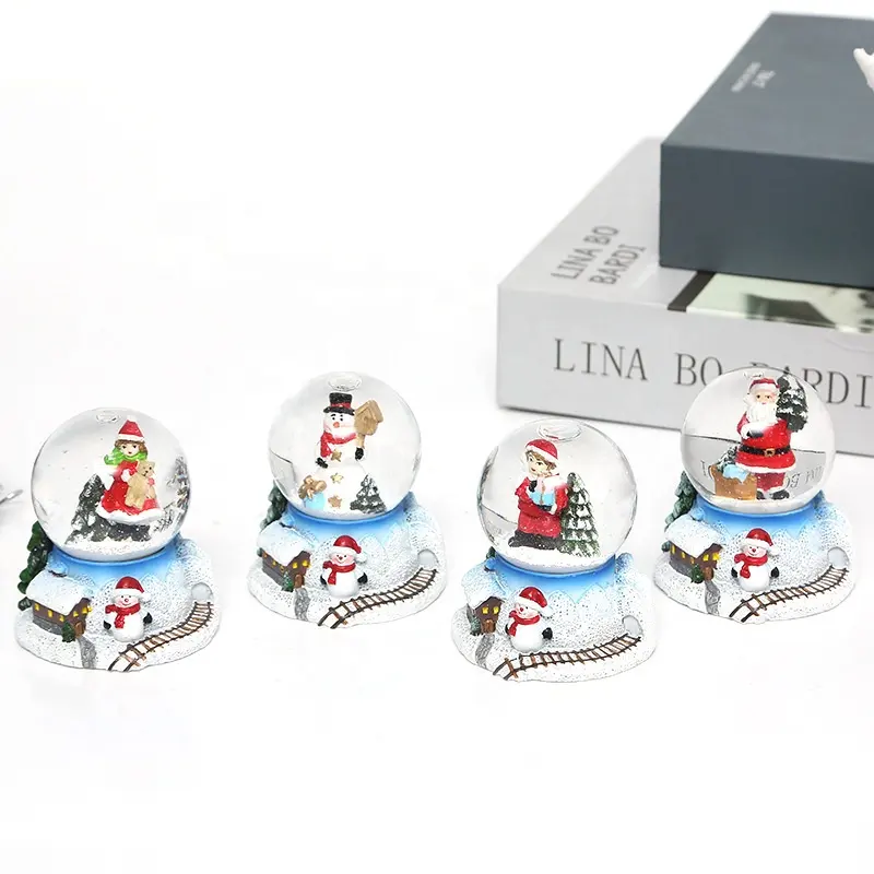 2024 Xmas Christmas Bear Santa Claus Snowman Kid Gifts Toys Resin Glitter Snow Globe Water Ball Decorations