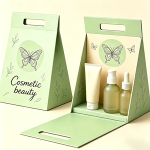 Custom Creative Design Cosmetic Gift Box Eco Friendly Rigid Cardboard Die-cut Handle Portable Skincare <b>Sets</b> Packaging Paper Box - Product Image 1