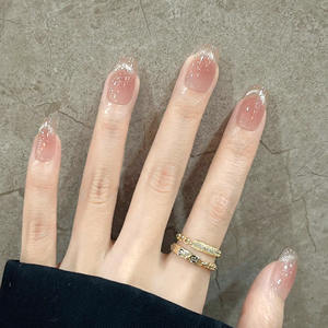 30 faux ongles carrés en forme d'amande, couleur unie, style français simple, effet œil <span class=keywords><strong>de</strong></span> chat, rose nude, nacré, à presser - Product Image 3