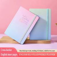 Agenda scolaire hebdomadaire à remplir soi-même, reliure à chevalet, A5, planificateur quotidien, 100 feuilles, couverture en cuir PU, personnalisable, anglais