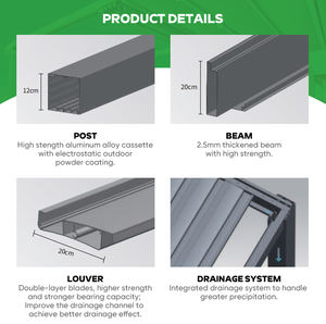 Di lusso moderno all'aperto <span class=keywords><strong>Pergola</strong></span> sistema impermeabile in metallo giardino personalizzato <span class=keywords><strong>Pergola</strong></span> in alluminio motorizzato - Product Image 5