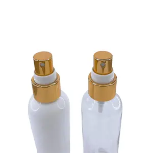 Free sample 100ml luxury shinny gold cosmetic aluminum spray perfume with white black trigger spray