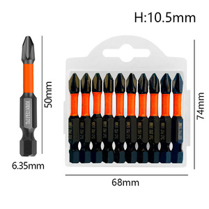 Puntas de destornillador resistentes a impactos, fosfatadas en negro, S2, 10 piezas, PH2, 50 mm, grado profesional para reparaciones generales - Product Image 4
