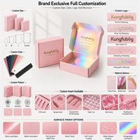 Boîte d'expédition en carton ondulé rose holographique personnalisée avec couvercle rabattable pour emballages cosmétiques, ensembles de soins de la peau et produits de beauté - Vente en gros