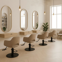 Chaise de coiffure en PU bleu, mobilier de salon, structure en bois, base dorée, chaise de barbier hydraulique pour salon de coiffure