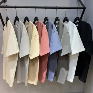Camisetas de manga curta masculina lavada pesada de alta qualidade, camisetas soltas e da moda, camisetas de manga curta para homens e mulheres