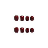 24 pièces/boîte rouge vin couleur presse sur les ongles conseils taille courte vie quotidienne ongles artificiels paillettes faux ongles