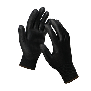 Guantes recubiertos de <span class=keywords><strong>PU</strong></span> de nailon negro de alta calidad, guantes de trabajo de seguridad duraderos de poliéster de calibre 13, Guantes Recubiertos de <span class=keywords><strong>PU</strong></span> negro para trabajo de jardín - Product Image 4