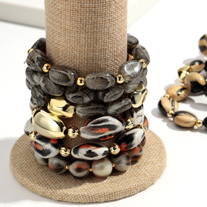 Bracelets géométriques irréguliers à perles, bijoux cool pour hommes, <span class=keywords><strong>bracelet</strong></span> élastique en acrylique à motif serpent en pierre <span class=keywords><strong>plastique</strong></span> pour femmes - Product Image 3