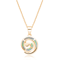 Collier pendentif pour femme en argent sterling 925 avec opale bleue spéciale et placage or rhodié