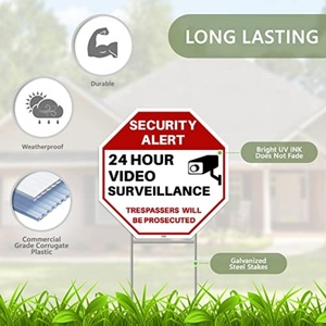 Panneau de surveillance vidéo 24h/24 avec piquets, panneau d'alerte caméra de sécurité pour la maison et l'extérieur Roc Xie - Product Image 4