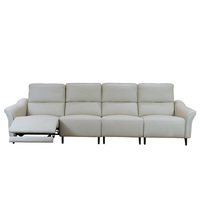 Salon moderne de luxe, ensemble de canapés inclinables électriques en cuir véritable 4 places