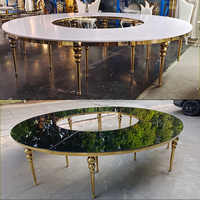 Meubles de mariage lisses Table pour enfants en serpentine en acier inoxydable Table ronde dorée pour enfants avec dessus en MDF blanc
