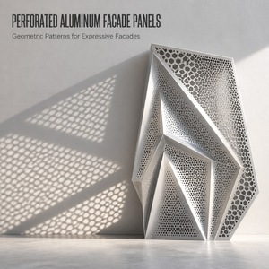 Panneaux de façade en aluminium perforé, découpe laser, revêtement mural extérieur, motif géométrique, façade de bâtiment - Product Image 2