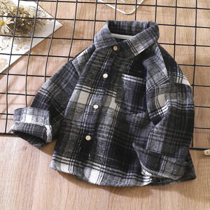 Chemise à carreaux à manches longues pour garçons, haut à col pour enfants, 90cm-150cm - Product Image 3