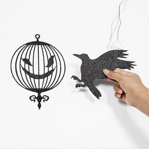 พวงมาลัยตกแต่งกรงนกอีกาสีดำ DAMAI สำหรับตกแต่งฮาโลวีน ของตกแต่งแขวนในร่ม ของตกแต่งบ้านผีสิง พวงมาลัยสยองขวัญ อุปกรณ์ตกแต่งวันเกิด - Product Image 3