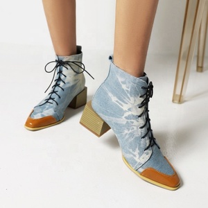 Super Large Size 48 Women's Low Square Heels Ankles <b>Boots</b> Big Feet Fit Shoes Short Booties Multi-colors Options Shoes - Product Image 5