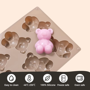 Molde para Pastel en Forma de Oso de 8 Cavidades de la Fábrica SILIKOLOVE, Certificado LFGB, Grado Alimenticio, Antiadherente, Libre de BPA, Moldes de Silicona para Pastel de Mousse - Product Image 5