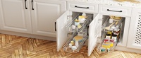 Organisateur de tiroir coulissant moderne en fer de 9 pouces à double niveau, robuste, à extension complète, pour épices, étroit, pour rangement de cuisine