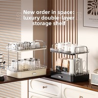 Support de rangement pliable double couche en plastique de style japonais JX pour tasses, idéal pour la cuisine