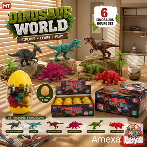 Ensemble de figurines de dinosaures en plastique, jouet éducatif STEM, 6 pièces avec œuf pour enfants de 10 à 12 mois - Product Image 5