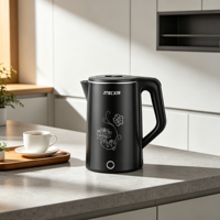 Bouilloire électrique à motif floral de 1,8 L, base rotative à 360°, arrêt automatique, chauffe-eau portable pour la maison et l'hôtel