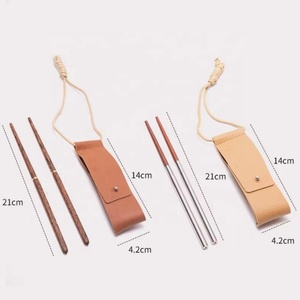 Portable Reusable Tableware Storage Bag for Outdoor Camping Red Sandalwood Folding Chopsticks Storage Bag - Product Image 4