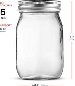 Frascos de Vidrio Redondos Vacíos de 150 ml, 500 ml y 1000 ml, Frascos de Almacenamiento Transparentes con Tapa de Rosca de Aluminio para Conservas - Product Image 5