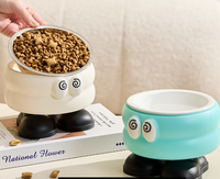 Gamelle pour animaux de compagnie intégrée en acier inoxydable, anti-renversement, surélevée, avec motif de dessin animé, respectueuse du cou, pour l'eau et la nourriture, fournitures pour animaux de compagnie