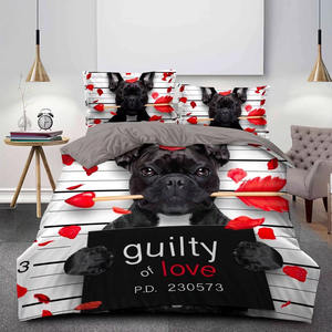 Tier druck Bett bezug für Kinder Bettlaken Cartoon 3D Custom Black <span class=keywords><strong>Dog</strong></span> Bettlaken Mikro faser Bettwäsche-Sets - Product Image 2