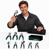 Ensemble de 8 pinces à main en acier Cr-V, kit d'outils à main avec étui à roulettes, pinces de mécanicien pour le bricolage à domicile