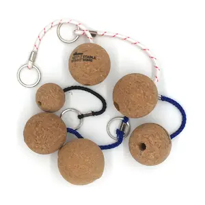 Custom Floating Soft Wooden Cork Ball Keychain for Boating Fishing Kite Surfing Sailing Key Ring Accessories