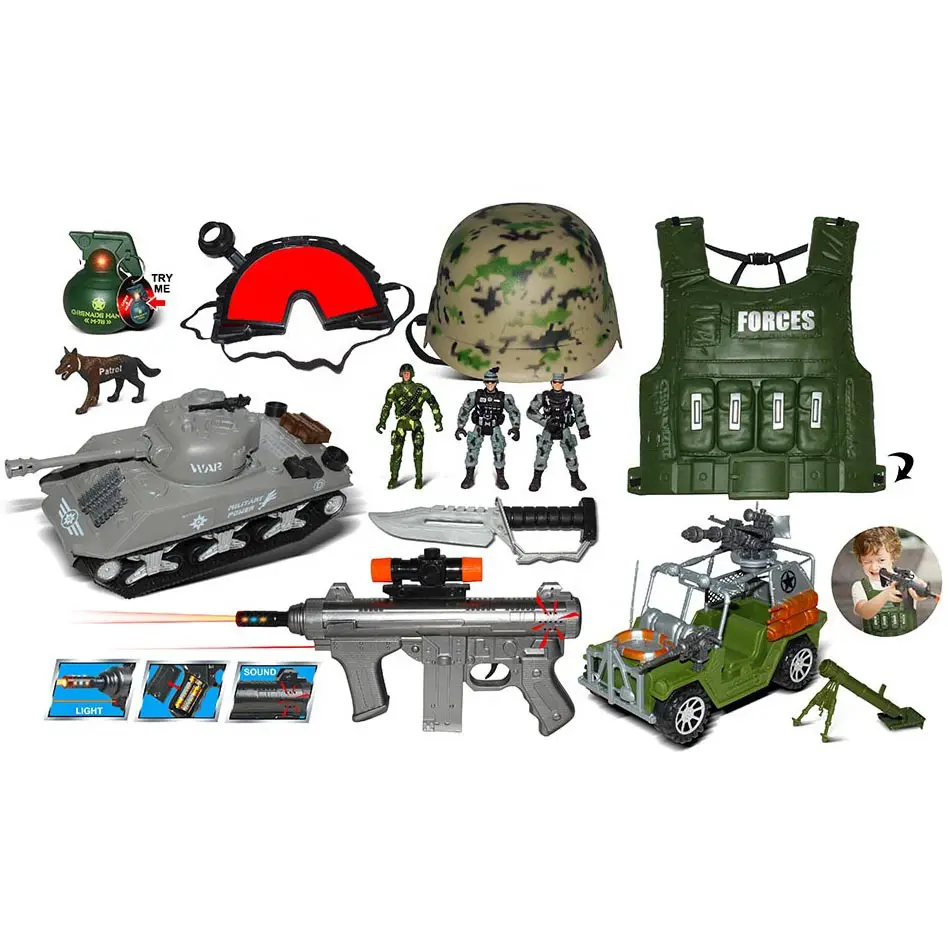 2023 Best Seller Set di giochi di ruolo per bambini, Set di giocattoli militari in plastica, tuta della polizia