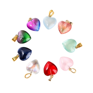 Liontin liontin hati cinta kaca kristal warna-warni liontin jimat penyembuhan untuk membuat perhiasan kalung gantungan kunci Aksesori Anting - Product Image 1