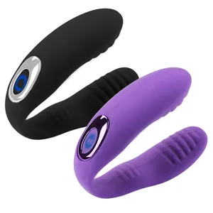 10 kecepatan pengisi daya USB silikon Vagina Anal pemijat Vibrator motor ganda Vagina klitoris Vibrator mainan seks pria Vibrator Vagina