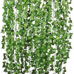 人造植物花环2 M 30叶悬挂藤蔓植物手工花环绿化婚礼背景拱形墙壁装饰