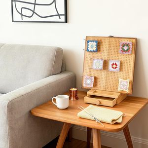 Wooden Crochet Board Knitting Pegboard Storage Rack Foldable <b>Desktop</b> <b>Shelf</b> For Yarn Mesh Handmade Crafts - Product Image 4