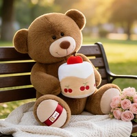 Ours en peluche super doux et extra large, compagnon pour enfants, cadeau d'anniversaire - Option Saint-Valentin, en maille plastique brodée