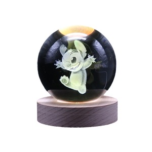 Prix usine point 3D veilleuse boule de cristal point Lilo coloré <span class=keywords><strong>lampe</strong></span> de Table en bois ornement de lit - Product Image 1